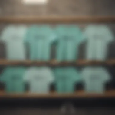 Various mint t-shirt styles displayed together.