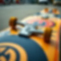 Close-up of a cruiser deck showcasing its unique shape and graphics