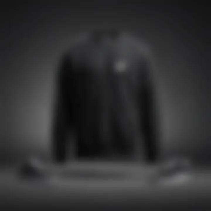 A stylish display of the black Nike crew sweatshirt against a minimalist background