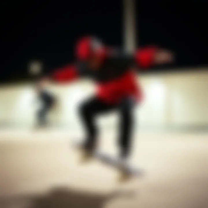 Versatile Button Up Windbreaker in Action Stylish button up windbreaker showcasing its versatility in skateboarding