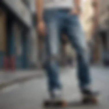 Historical timeline of ripped jeans in skateboarding, highlighting their evolution over the years