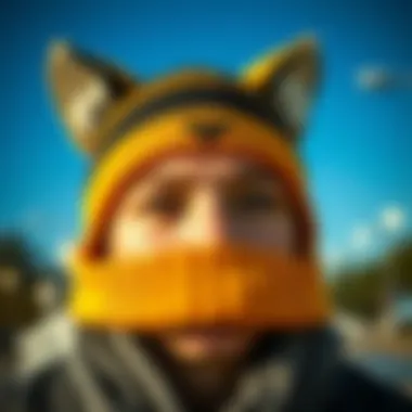 Unique Design of Beanie with Cat Ears Close-up of a beanie with cat ears showcasing its unique design