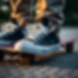 Converse Shoes and Their Role in Skateboarding A close-up of Converse shoes on a skateboard