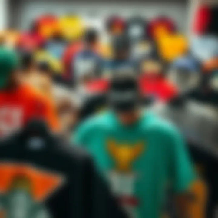 Diverse Designer Collections A vibrant array of designer graphic tees showcasing unique designs and colors