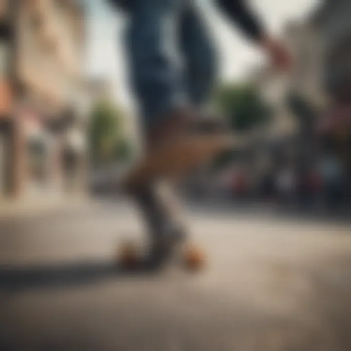 Skateboarder performing a trick wearing slide shoes