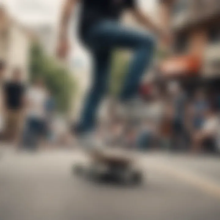 Community gathering of skateboarders showcasing diverse slide shoe styles