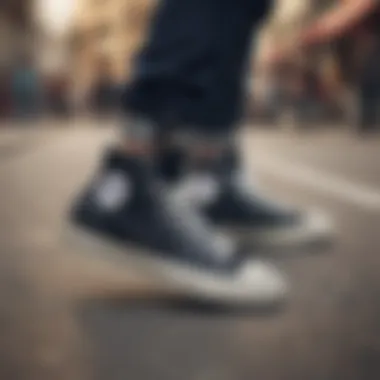 Stylish skater showcasing Converse All Star on the street