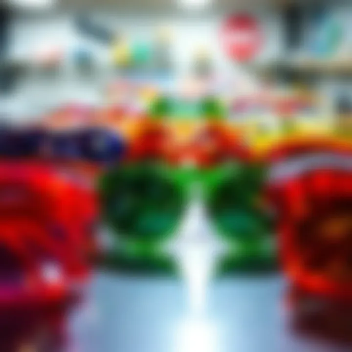 Colorful Collection of Chunky Glasses A collection of colorful chunky glasses displayed