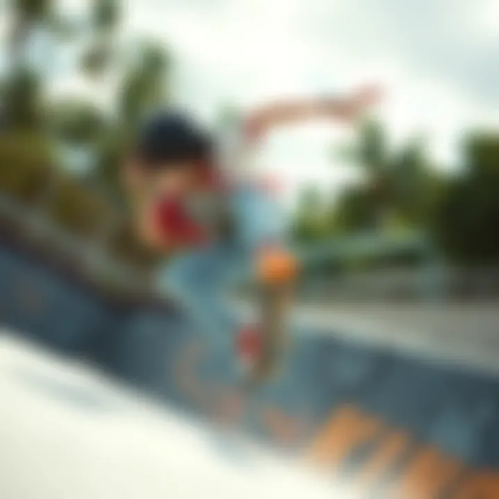 Dynamic anime character performing a skateboard trick