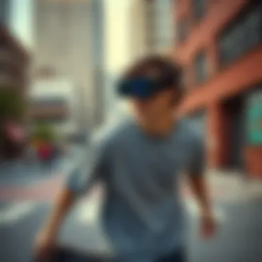 Skateboarder wearing Von Zipper Jetpack Goggles in an urban setting