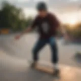 A skateboarder showcasing Skull Candy Lightning headphones while performing tricks in an urban skatepark