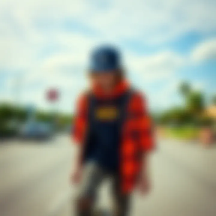 Street Style and Skateboarding Culture A skateboarder showcasing street style with vibrant clothing