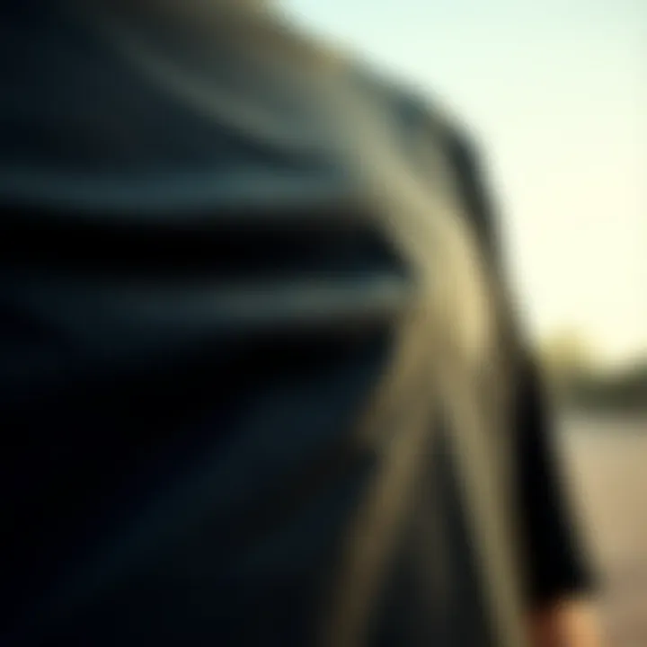 Fabric Quality and Comfort Close-up of the fabric texture of a long black tee