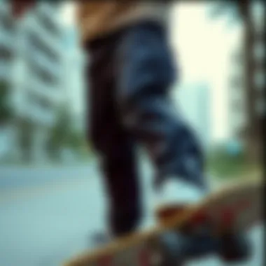 Durable Material in Skateboard Pants Durable fabric showcasing skateboard pants