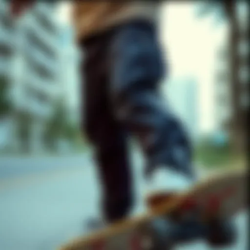 Durable Material in Skateboard Pants Durable fabric showcasing skateboard pants