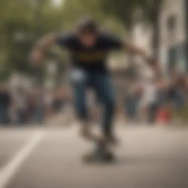 Skateboarder demonstrating tricks with enhanced grip from skate tape