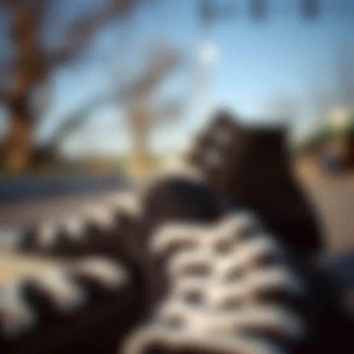 Close-up of Converse high tops showing design details