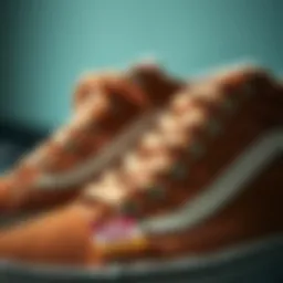Close-up view showcasing the texture of suede canvas in Old Skool Vans