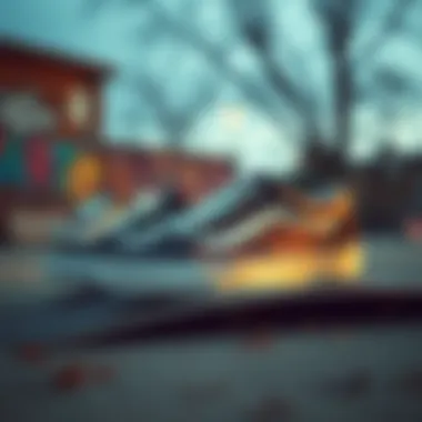 Urban Aesthetic of Old Skool Vans Old Skool Vans displayed in an urban skate park setting