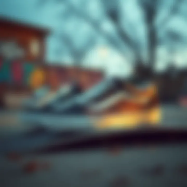 Urban Aesthetic of Old Skool Vans Old Skool Vans displayed in an urban skate park setting