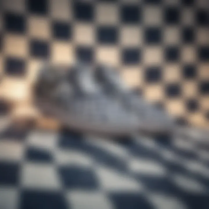 Close-up of the checkered pattern on Vans sneakers