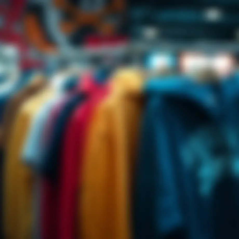 A collection of stylish hoodies displayed on hangers showcasing diverse colors and designs