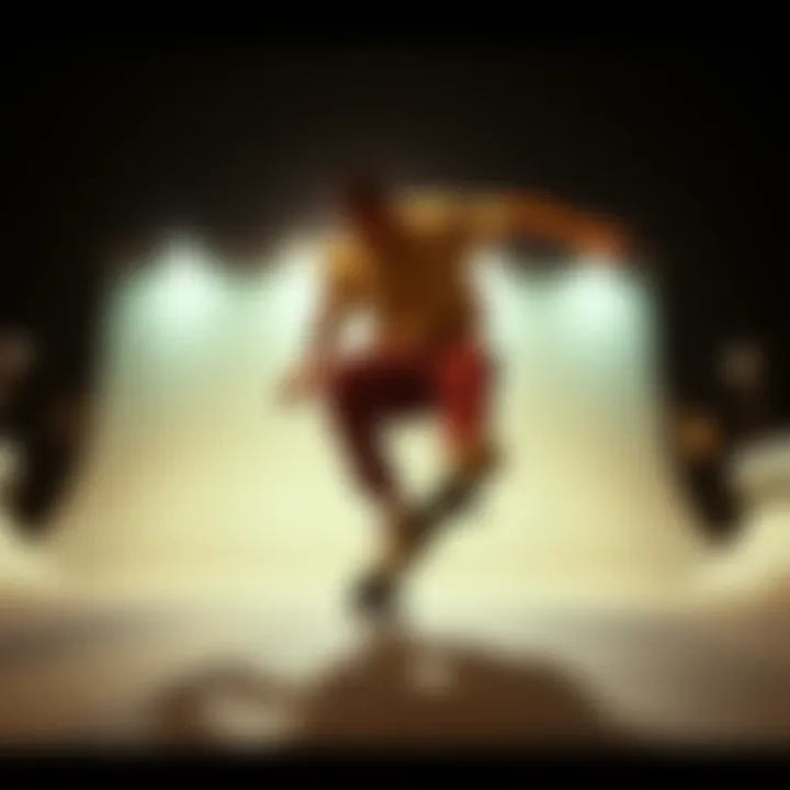 Dynamic Skateboarding in Dickies Style Skateboarder performing tricks in Dickies corduroy pants