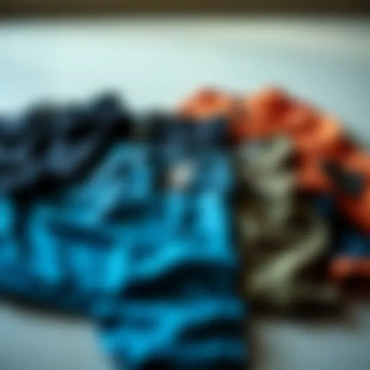 Materials and Styles of Jolt Pants Jolt pants laid out with various materials and styles