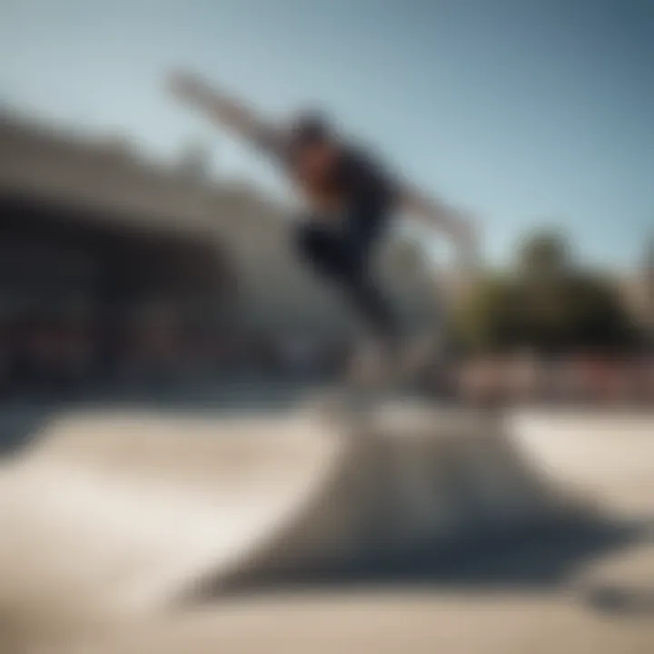 A visually impaired skater performing a trick on a half-pipe