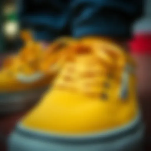 Detail of Tilly's Yellow Vans A close-up of Tilly's yellow Vans showcasing their unique design and texture