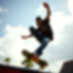 Skateboarder executing tricks in Tony Hawk Pro Skater