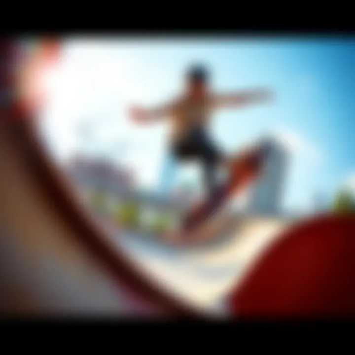 Vibrant graphics showcasing the virtual skate park