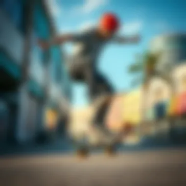 Skater Showcasing Tricks on Sure Grip Skates A skater performing tricks using sure grip skates in a vibrant urban setting.