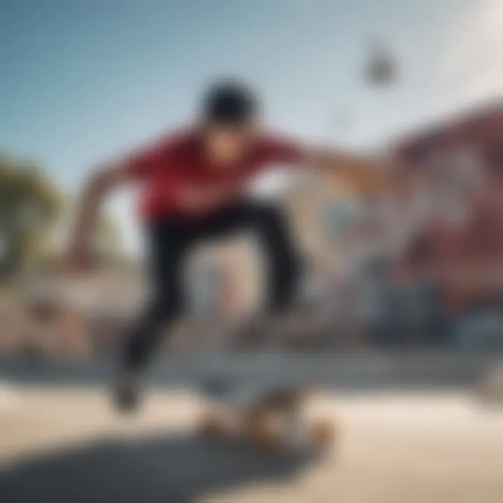 A skateboarder wearing a trucker hat while performing a trick at a skate park