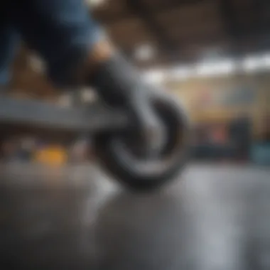 Close-up of indoor skate wheels showcasing their unique design and materials.