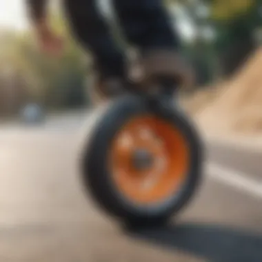 A vibrant display of outdoor skate wheels emphasizing their durability for rough terrains.