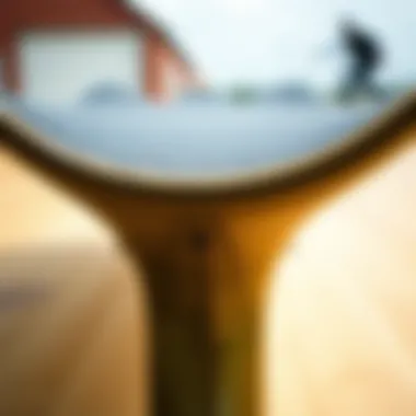 Innovative Skateboard Table Leg Design Close-up of skateboard table leg design showcasing unique curvature and strength