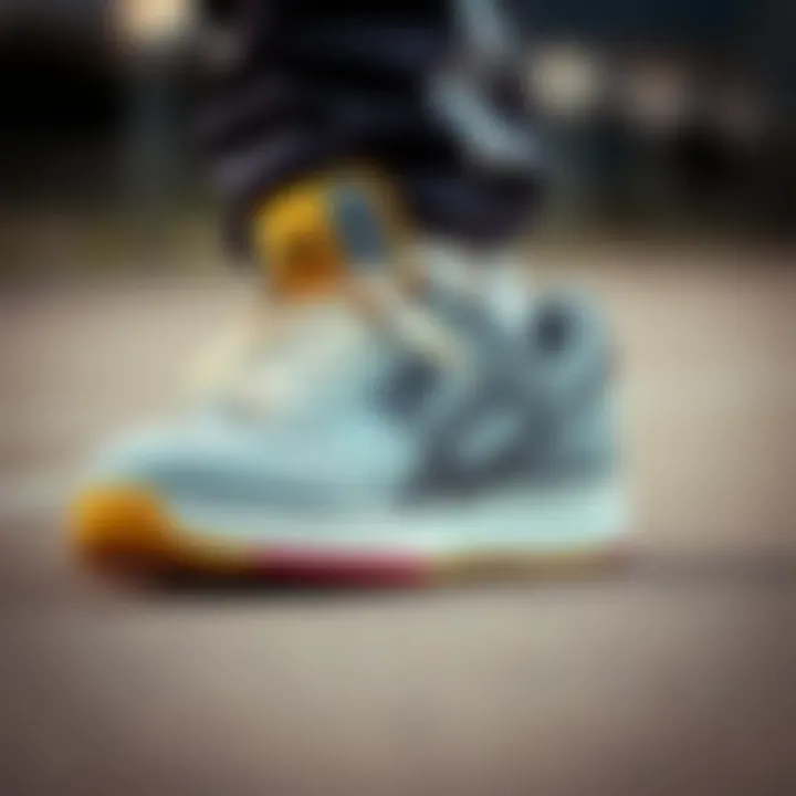 Detailed view of a size 9 skating shoe showcasing its design