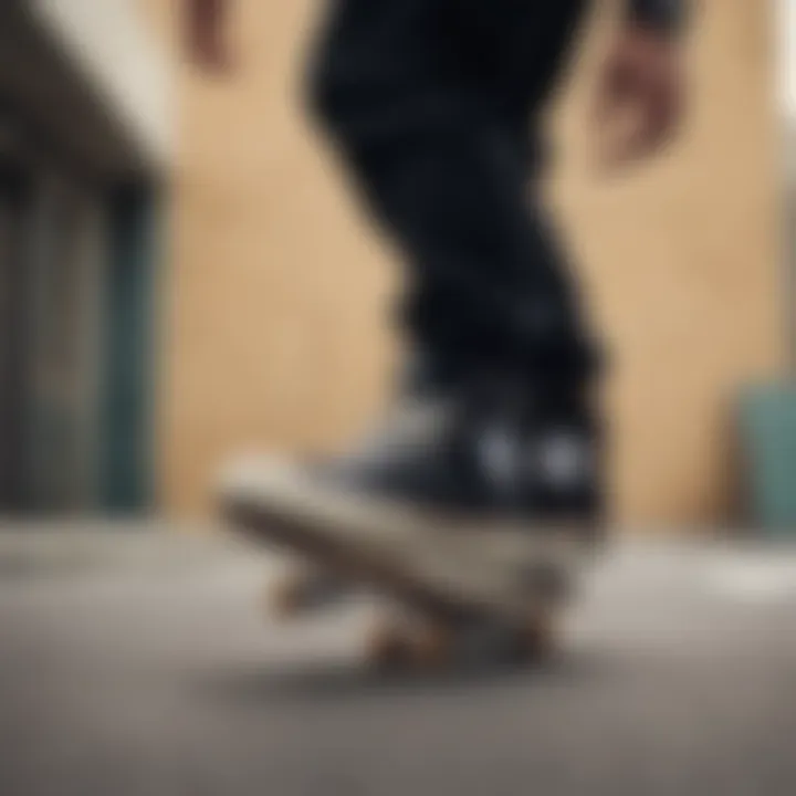 Skateboarder showcasing the Converse High Lugged Black in action