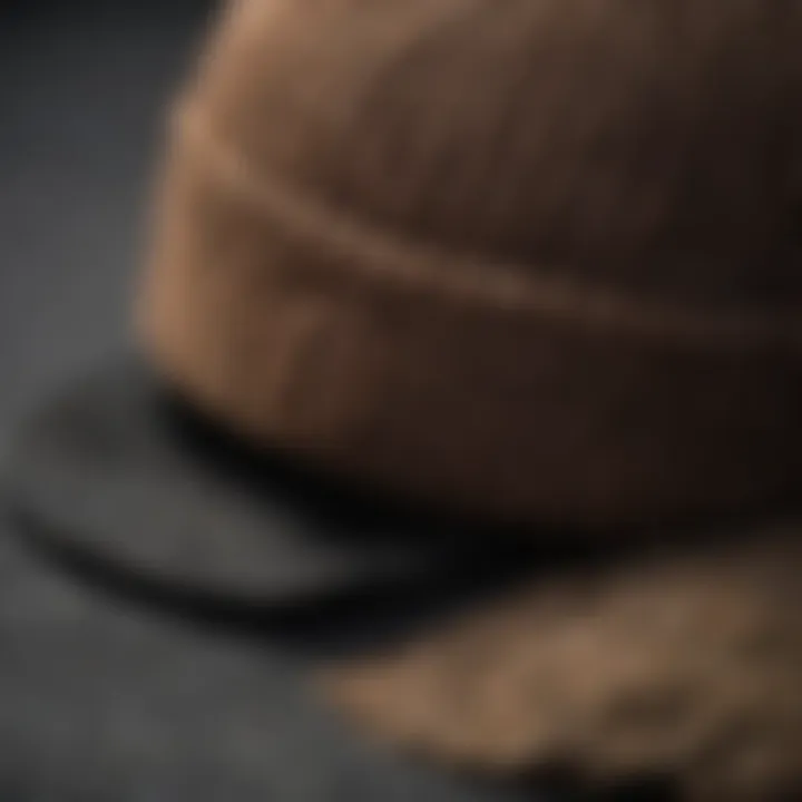 Close-up of beanie material textures