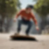 A skateboarder executing a dinghy blunt trick on a ramp