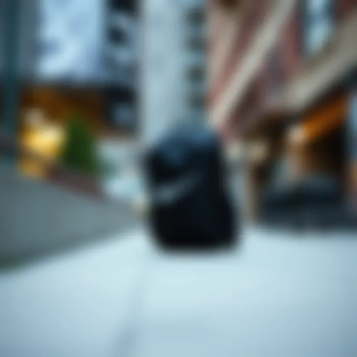 Nike Sack Pack in Urban Skateboarding Setting Nike Sack Pack displayed in an urban skateboarding environment