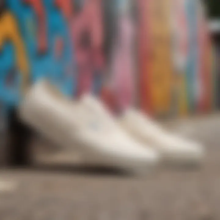 Vans Authentic Cream displayed against a colorful graffiti background