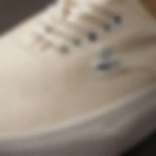 Close-up view of Vans Authentic Cream showcasing the texture and color