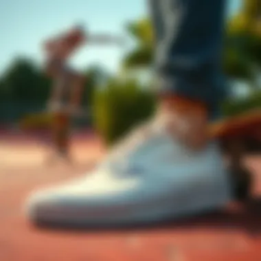 Vans Authentic Natural White in Action: Skateboarding Culture Vans Authentic Natural White sneaker in a vibrant skateboarding setting