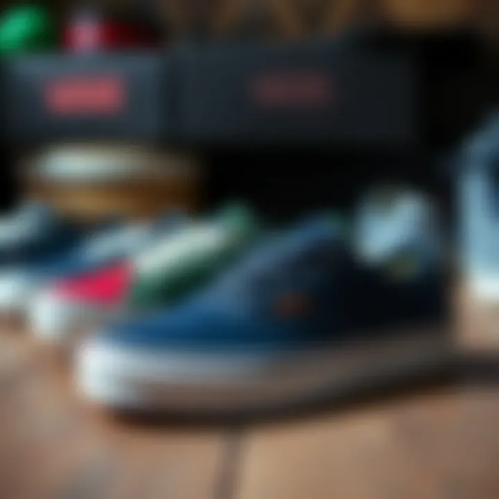 The Evolution of Vans Deck Shoes A collection of Vans deck shoes reflecting the evolution of the brand over the years.