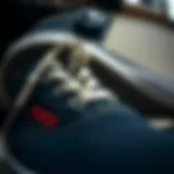 Detailing the Craftsmanship of Vans Denim Shoes A close-up view of Vans denim shoes showcasing their unique texture and design.