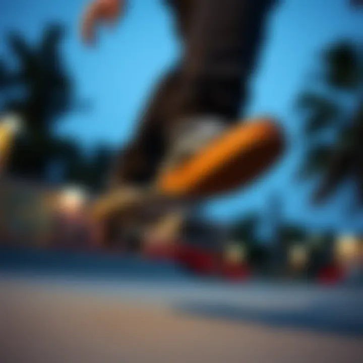 Skateboarder in Action with Vans Half Cab Black Gum Skateboarder wearing Vans Half Cab Black Gum in action