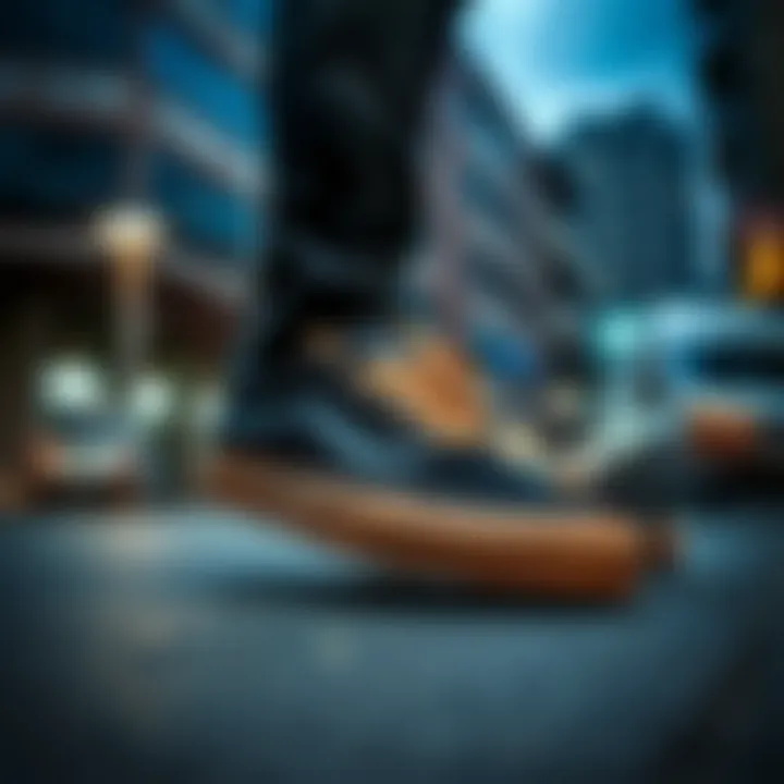 Urban Skate Environment Featuring Vans Half Cab Black Gum Vans Half Cab Black Gum in an urban skate environment