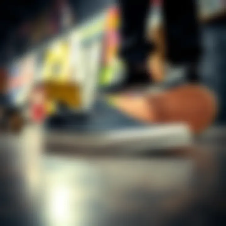 Vans Leather Perf Slip-On in Skate Culture Vans Leather Perf Slip-On against a backdrop of skateboarding elements